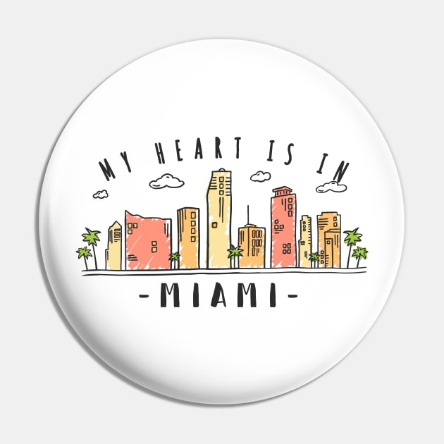 Miami USA Skyline Design Pin by LR_Collections