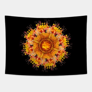 calavera orange mandala Tapestry