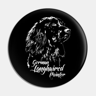 Funny Proud German Longhaired Pointer dog portrait Pin