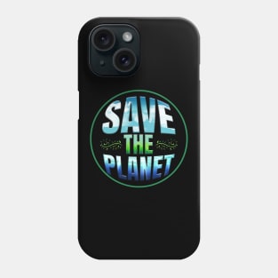 Logo Save The Planet With Clouds, Gras, Ocean For Earth Day Phone Case