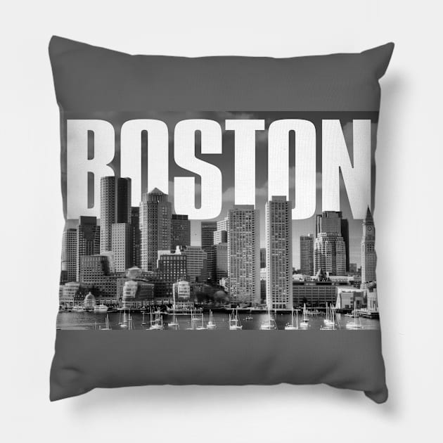 Boston Cityscape Pillow by PLAYDIGITAL2020