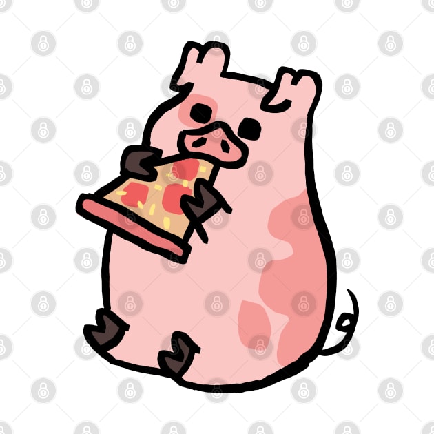 Cute Cartoon Piggy eating Pizza by Porkzby