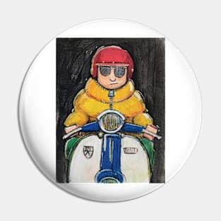 Retro Scooter, Classic Scooter, Scooterist, Scootering, Scooter Rider, Mod Art Pin