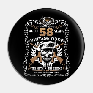 Skull Aged 58 Years Vintage 58 Dude Pin