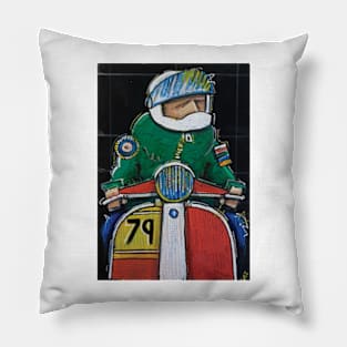 Retro Scooter, Classic Scooter, Scooterist, Scootering, Scooter Rider, Mod Art Pillow