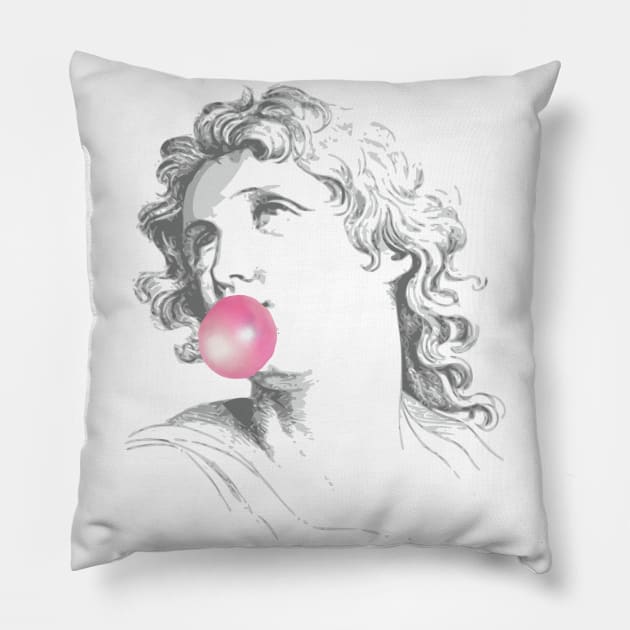 Vintage Ancient Goddess Sculpture with Chewing Gum Pillow by XOZ