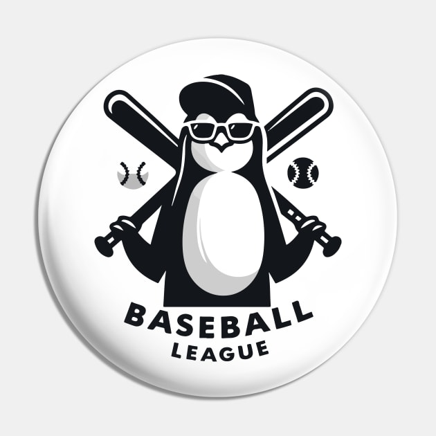 Penguin Baseball Tribute - Penguin Baseball League Pin by TributeDesigns