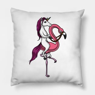 Magical Unicorn Riding A Flamingo Bird Pillow