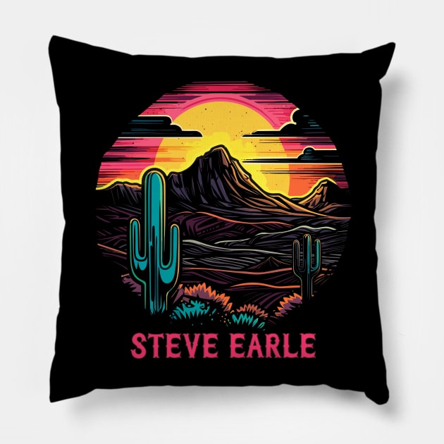 Steve Earle / Retro Style Country Fan Design Pillow by DankFutura