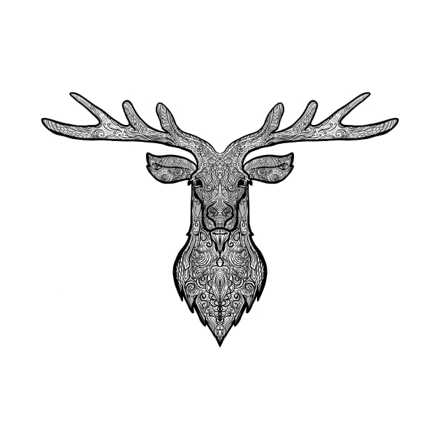 Deer head zentangle style design by JDawnInk
