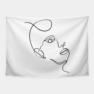 Woman face minimal abstract Tapestry