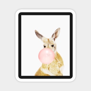 Kangaroo print, Bubble gum, Nursery art, Kangaroo wall art, Animal, Kids room, Modern art, Wall decor Magnet