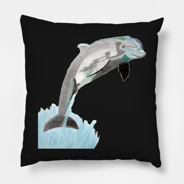 Dolphin Jumping Above the Waves- Orange Pillow by EarthSoul