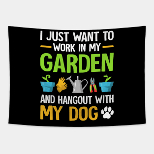 Gardening & Dog Funny Plant Lover Men Women Garden Gardener Tapestry