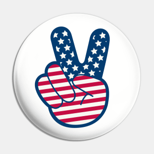 American Flag Retro Peace Sign Hand Pin