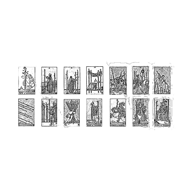 Wands Tarot Cards Black and white by bywhacky