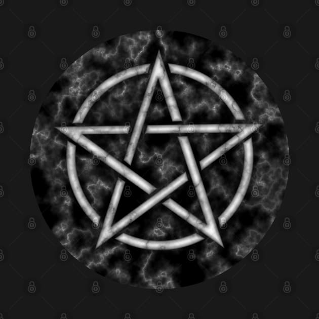 White Pentacle on Black Marble by SolarCross