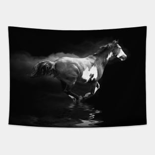 Galloping Pinto Horse and Smoke Tapestry