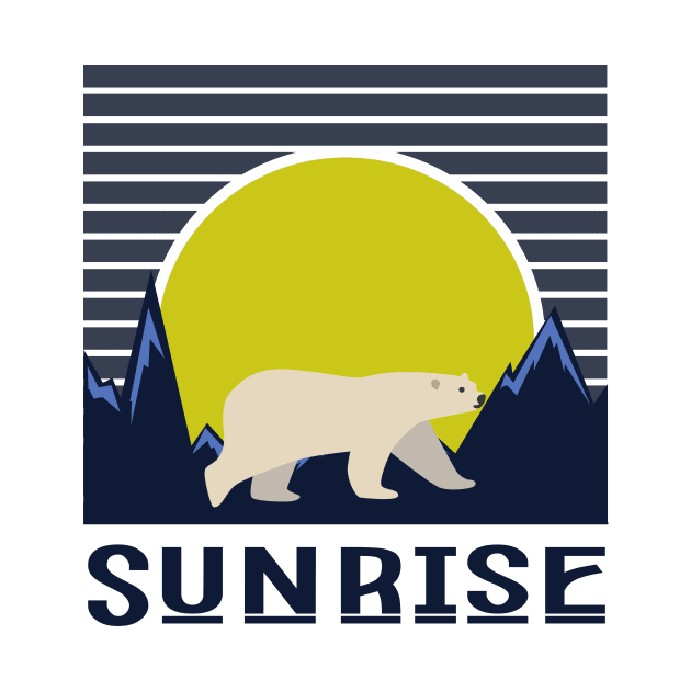 minimalistic yellow sunrise with polar bear by grafitytees