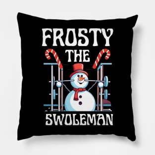 Frosty the Swoleman Ugly Christmas Sweater Funny Snowman Gym Pillow