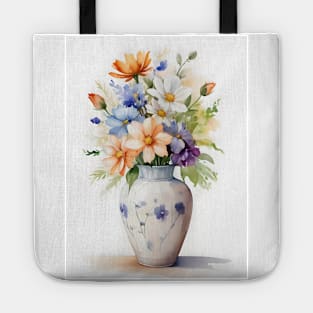 Watercolor Vase of Flowers Tote