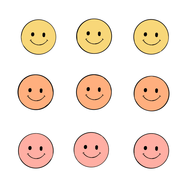 Pastel Smiley Faces Pink Orange Yellow by DesignStory