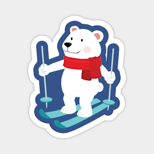 Lets Go Skiing with Mr Polar Bear this Merry Christmas Magnet