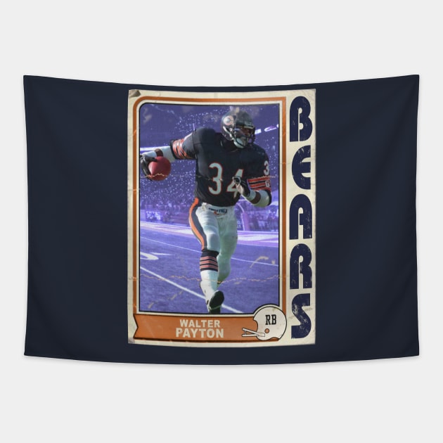 Retro Walter Payton Football Trading Card Tapestry by darklordpug