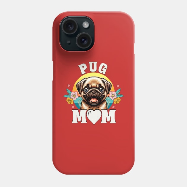 World's Best Pug Mom Retro Sunset Dog Lover Phone Case by JJDezigns