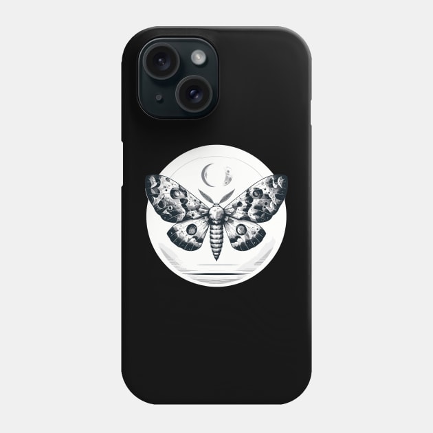 Moonlit Wings: Lunar Moth Phone Case by Graphic Wonders Emporium