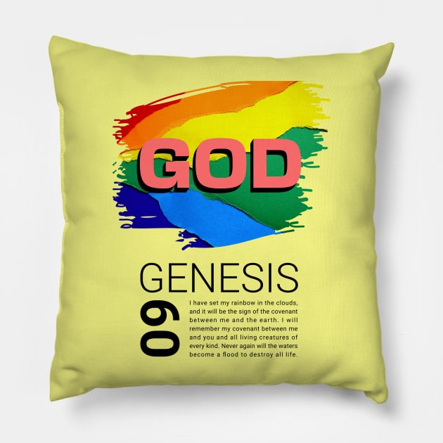 God - Genesis 9 - Rainbow Pillow by Inspired Saints