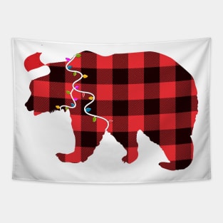 Santa Deer Plaid Red Buffalo Animal Merry Christmas Pajamas Family Tapestry