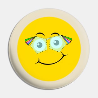 Emoji - rainbow colours face Pin