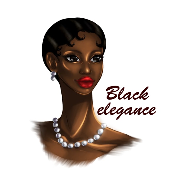 Black Elegance Melanin Woman Beautiful Retro Portrait by Ebony Rose 
