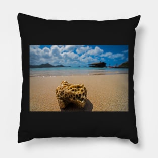 Coral on Gros Islet Beach Saint Lucia Caribbean Pillow