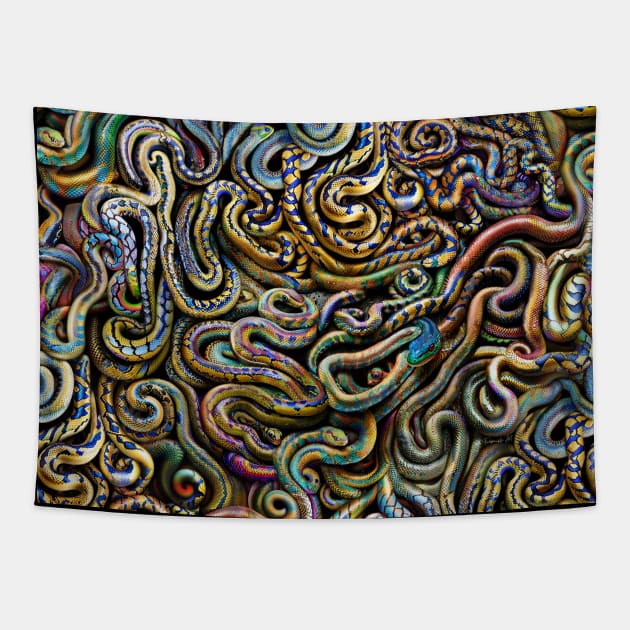 Colorful Snakes Patterns Art #1 Tapestry by Farbrausch Art