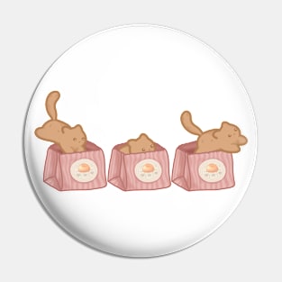 Jumping Brown Cats. Bakery Cats. Gift For Baker Pin