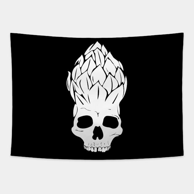 Hophead Skull Tapestry by WriteThisOff