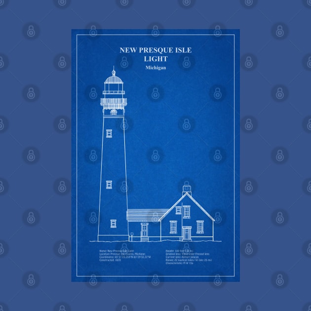 New Presque Isle Light Lighthouse - Michigan - AD by SPJE Illustration Photography