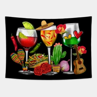 Mexico Wine Tequila Margarita Drink Cinco de Mayo Sombrero Tapestry