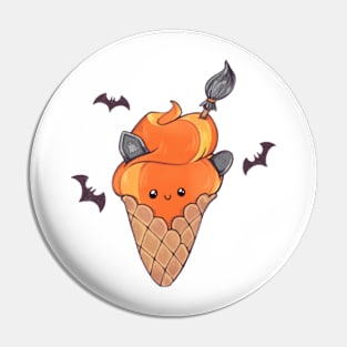 Cute pumpkin ice cream for spooky Halloween Pin