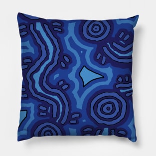 Aboriginal Art Blue Campsites Pillow