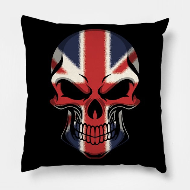 FLAG OF ENGLAND ON SKULL EMBLEM Pillow by VERXION