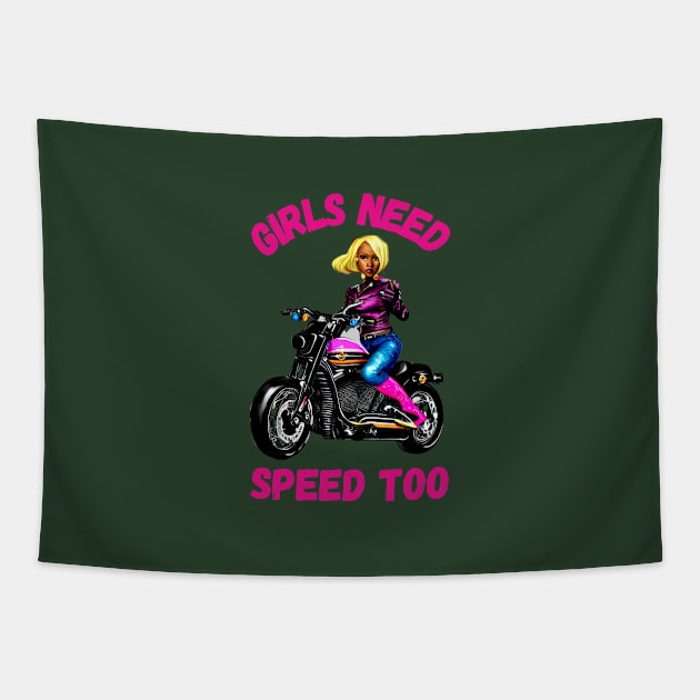 Girls Need Speed Too Design Tapestry by masksutopia