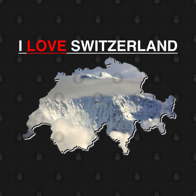 I Love Switzerland Snow Covered Mountain Peak by PathblazerStudios