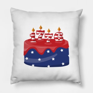 4th of July Happy Birthday America cake American Flag Gift Pillow