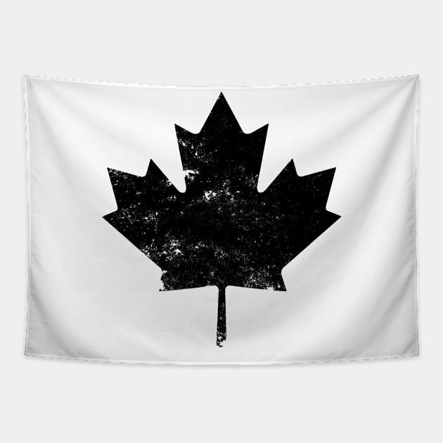 Black Distressed Canada Maple Leaf Tapestry by DazzlingApparel