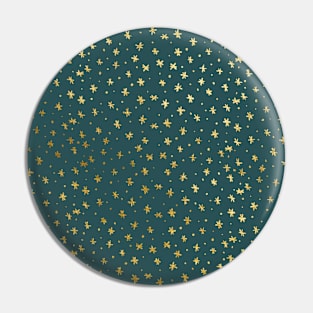 Snowflakes and dots - teal and gold Pin