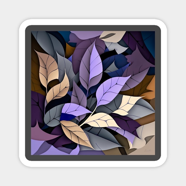 Lovely Lady Series ! - Elegant autumn leaves with exotic lavender shades Magnet by UmagineArts