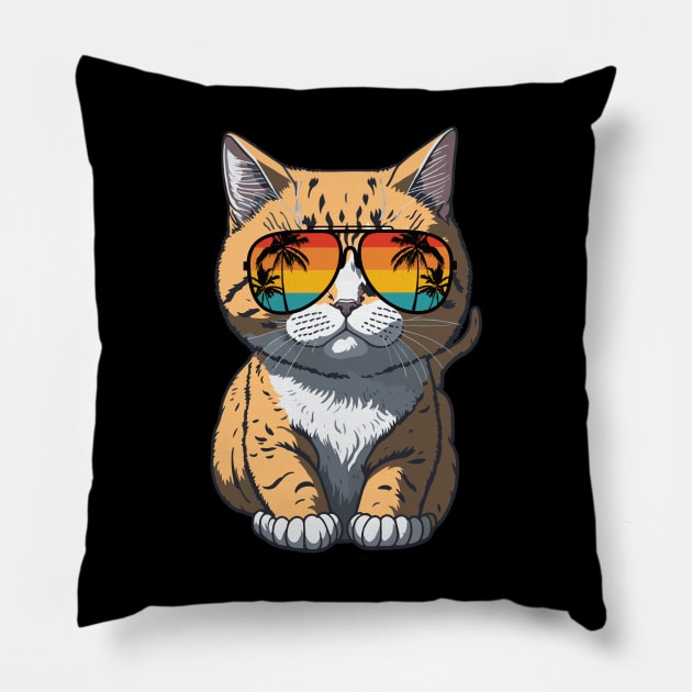 Cool Feline in Shades: Whiskered Purrfection for Cat Miaw Lovers Pillow by star trek fanart and more